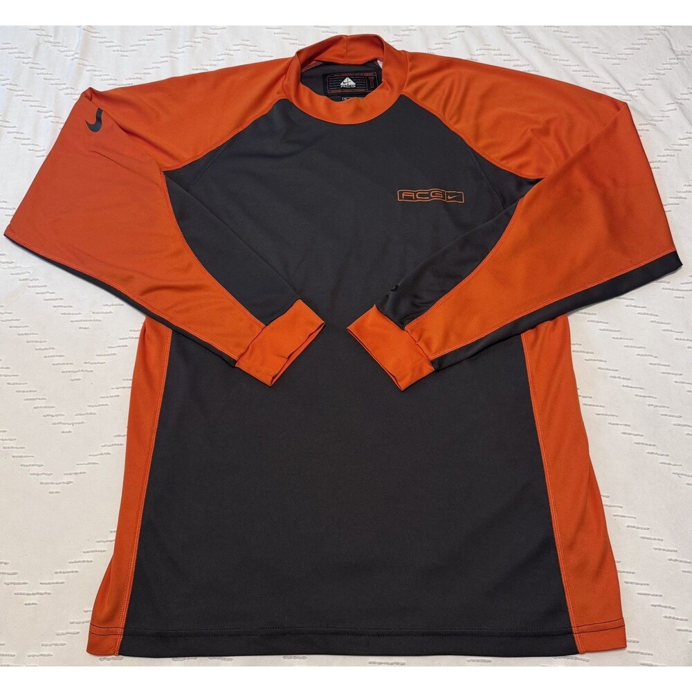 Nike ACG Base Layer Shirt Size Medium Orange Performance Dri-Fit Y2K Vintage